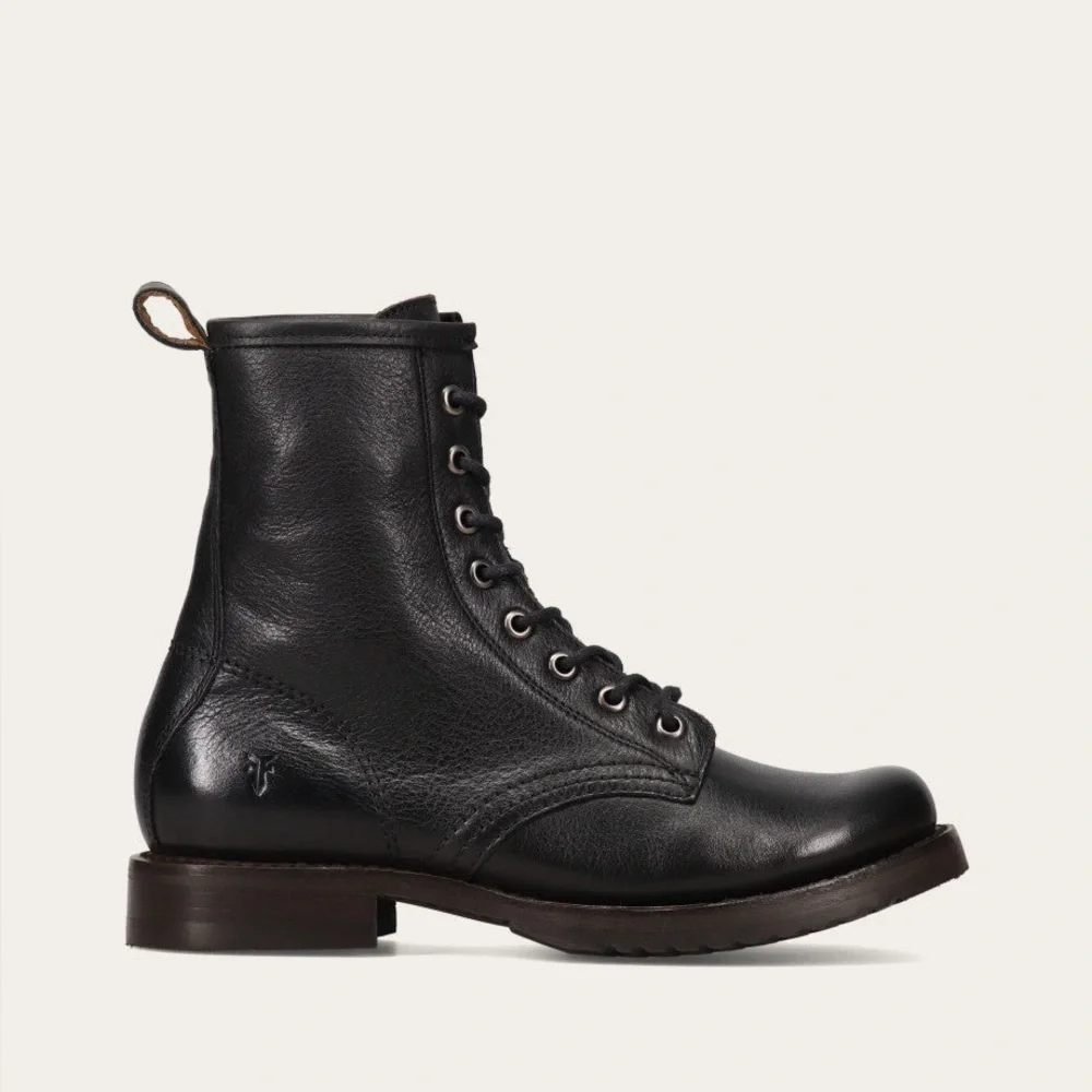 Frye Sabrina 6G Lace Up Black Leather Boots Size 9